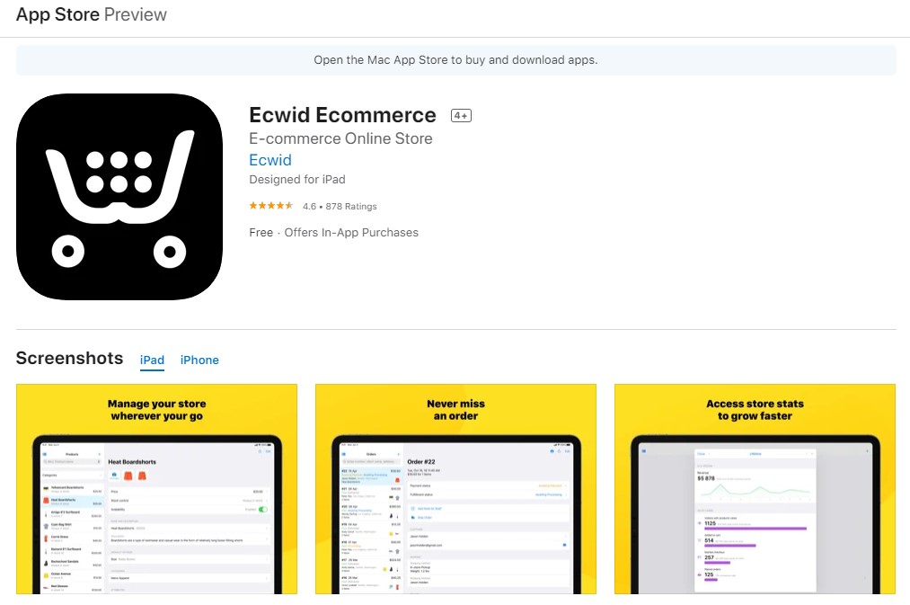 Ecwid mobile app