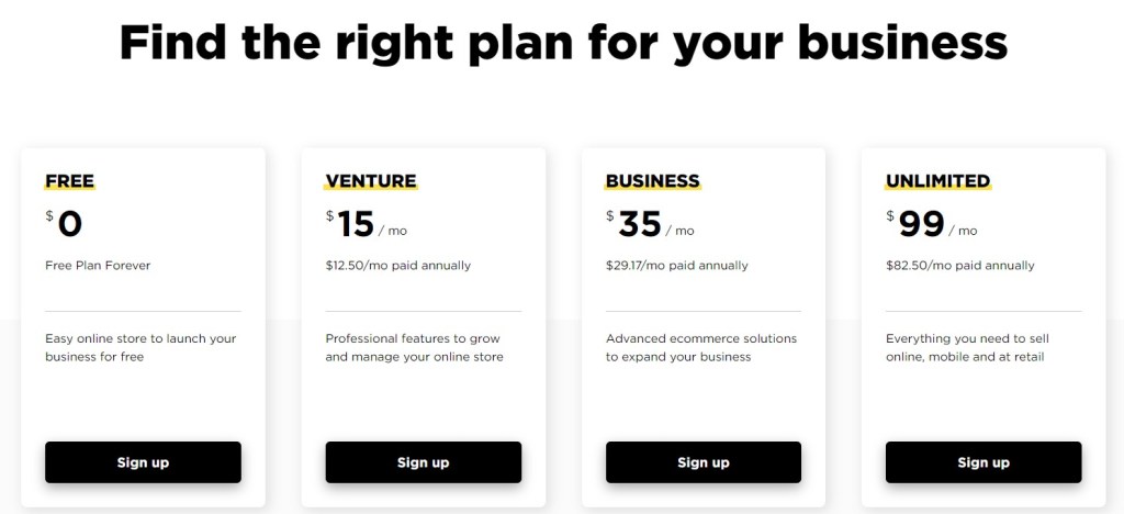 Ecwid pricing plans