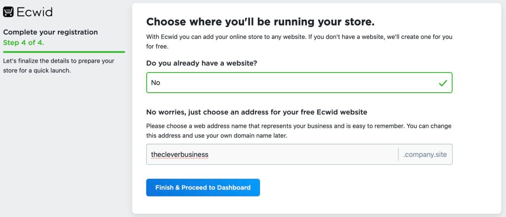 Ecwid setup process