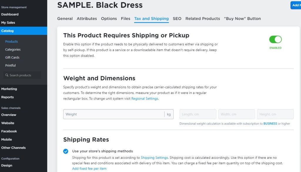 Ecwid tax settings for each product