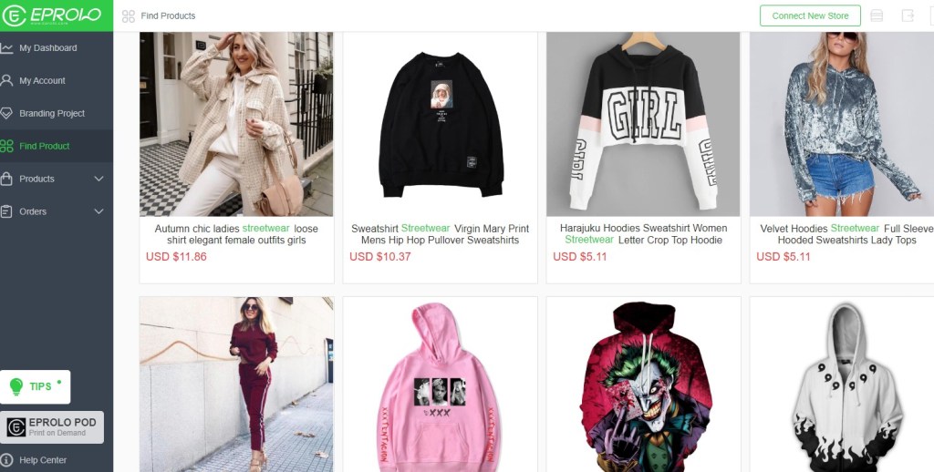 EPROLO streetwear & urban fashion clothing dropshipping supplier