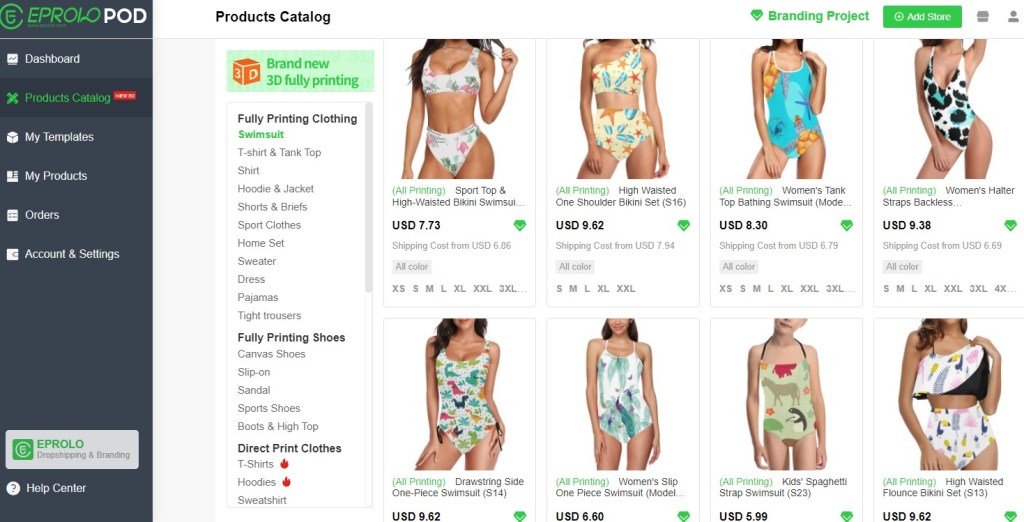 EPROLO POD swimwear print-on-demand company