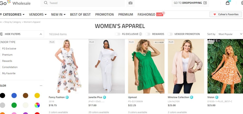 FashionGo curvy & plus-size fashion clothing dropshipping supplier