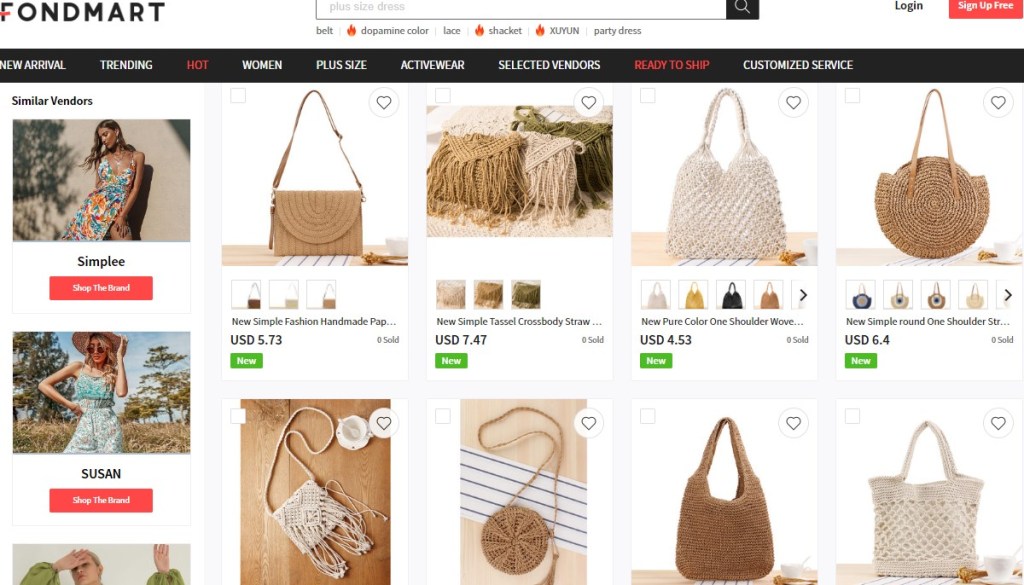 Fondmart tote bag, handbag, purse, & wallet dropshipping supplier