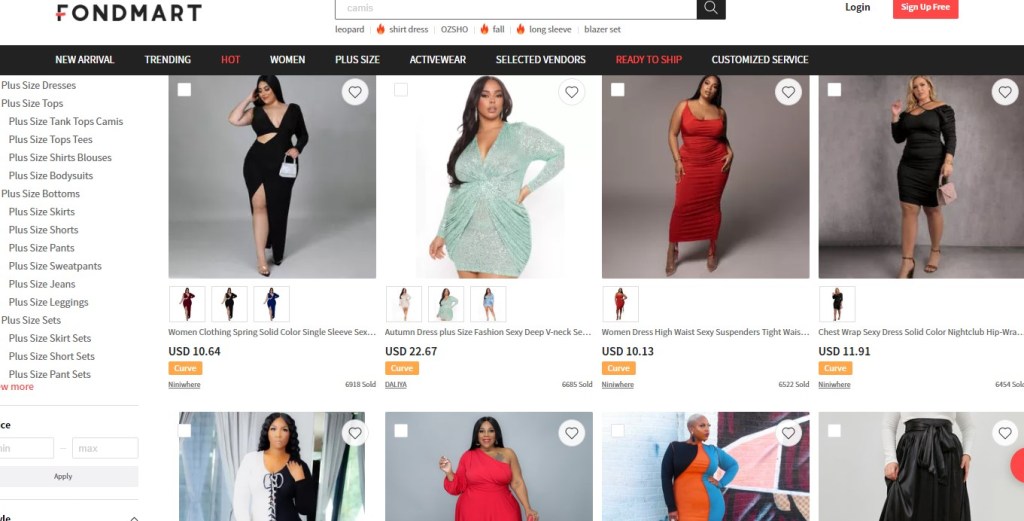 Fondmart curvy & plus-size fashion clothing dropshipping supplier