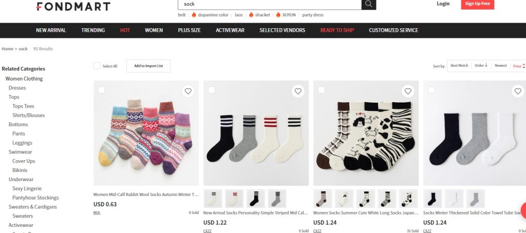 Fondmart sock dropshipping supplier