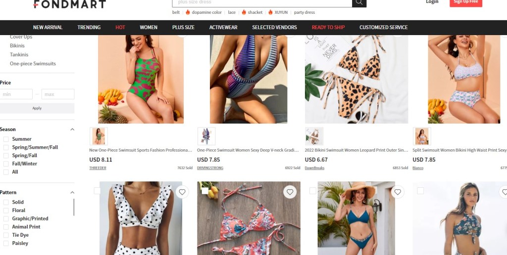 Fondmart swimwear & bikinis dropshipping supplier