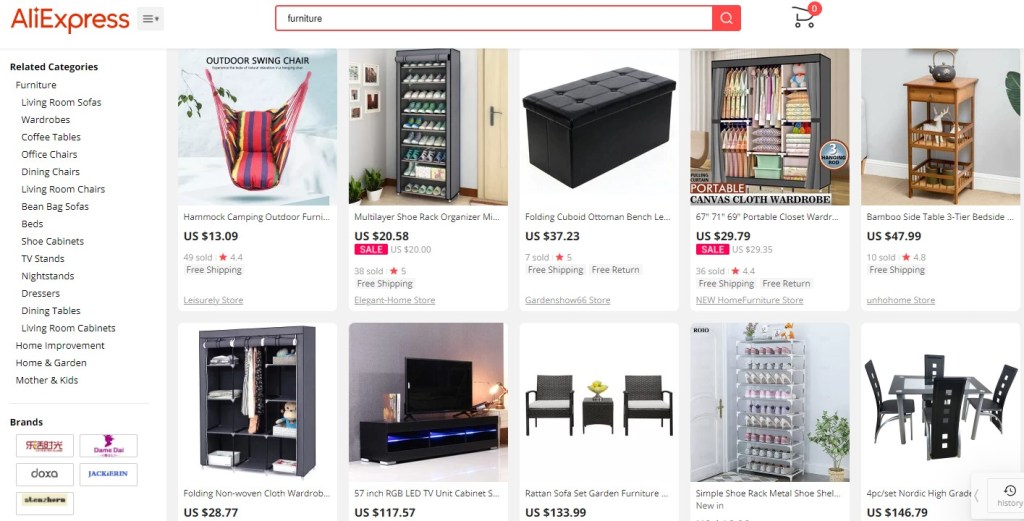 AliExpress furniture dropshipping supplier