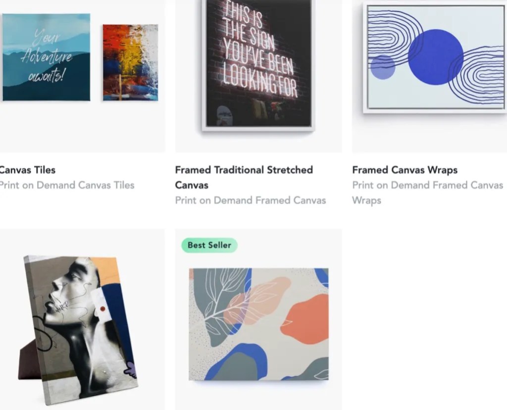 Gooten canvas art print-on-demand supplier for Etsy