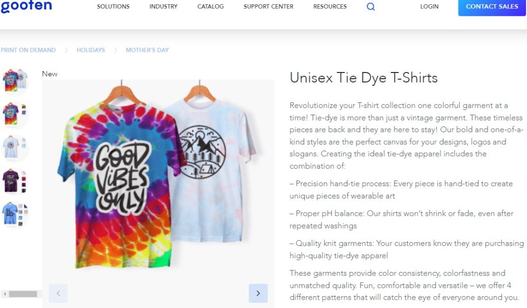 Gooten tie-dye print-on-demand company