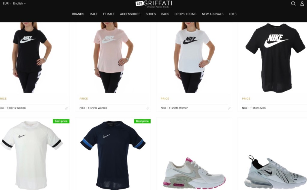 Griffati wholesale Nike clothing supplier