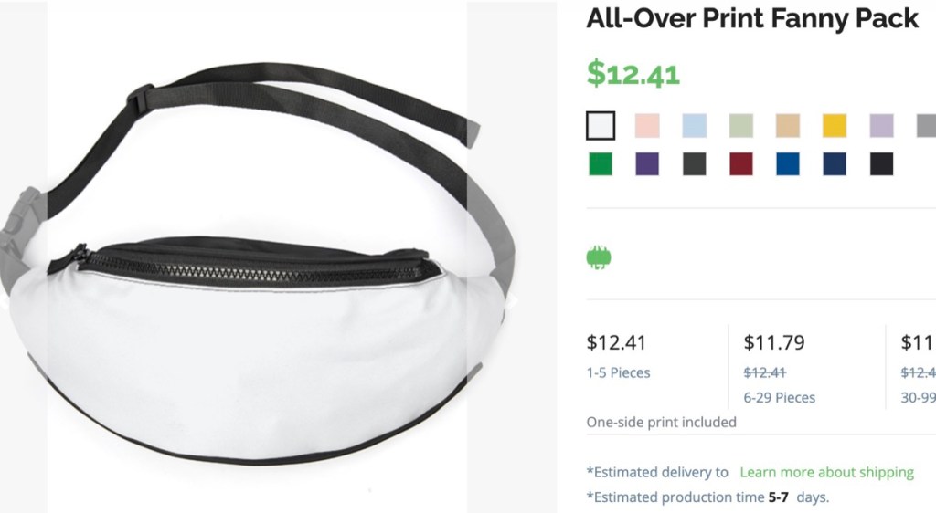 HugePOD fanny pack print-on-demand supplier