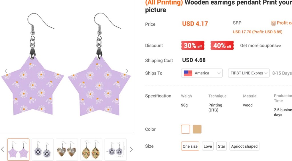 InkedJoy custom earrings print-on-demand supplier