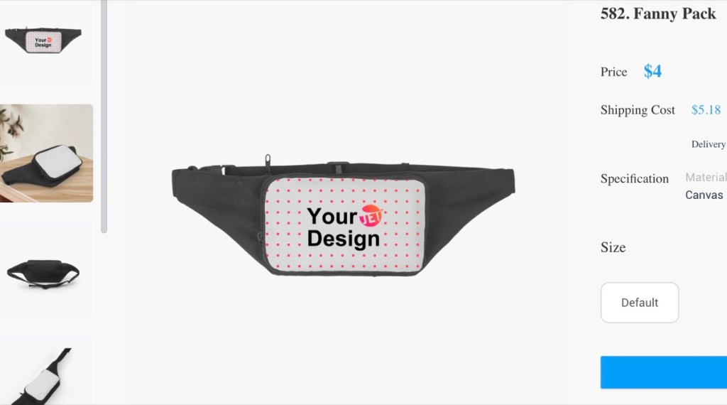 JetPrint fanny pack print-on-demand supplier