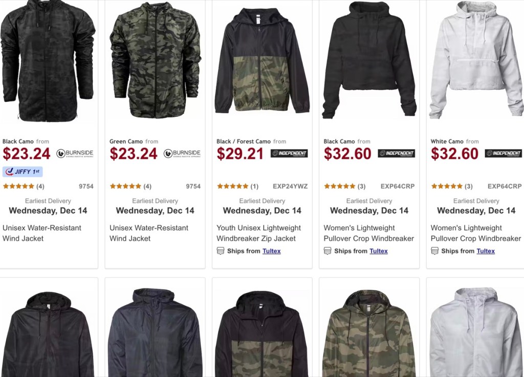 JiffyShirts wholesale camo jacket supplier