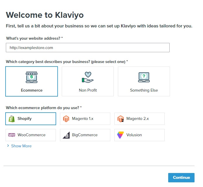 Klaviyo Shopify integration setup wizard