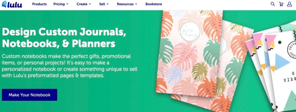 Lulu custom notebook, journal, & planner print-on-demand company in the UK