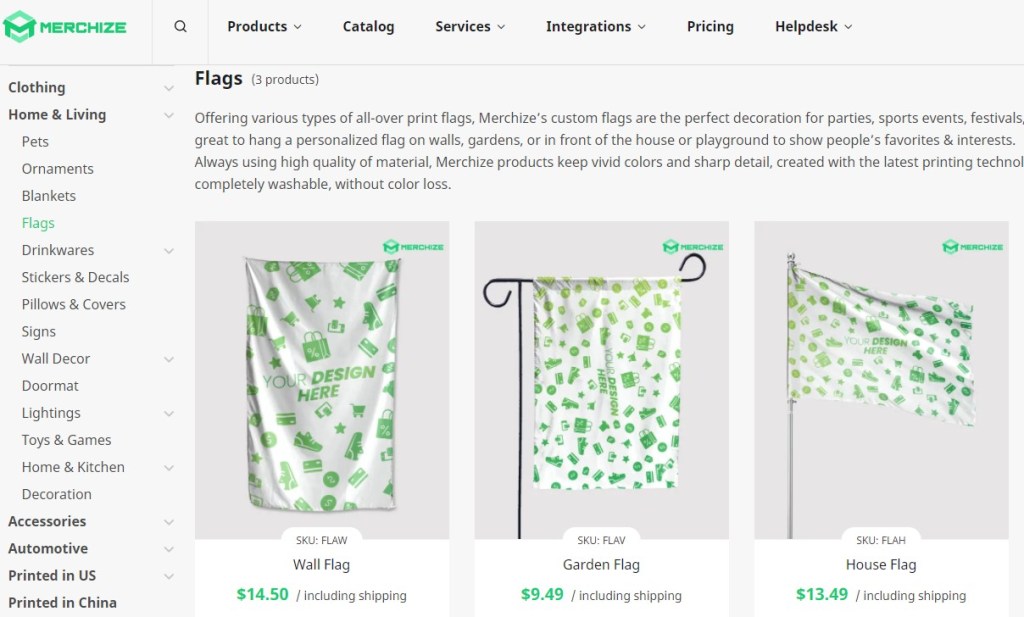 Merchize flag print-on-demand company