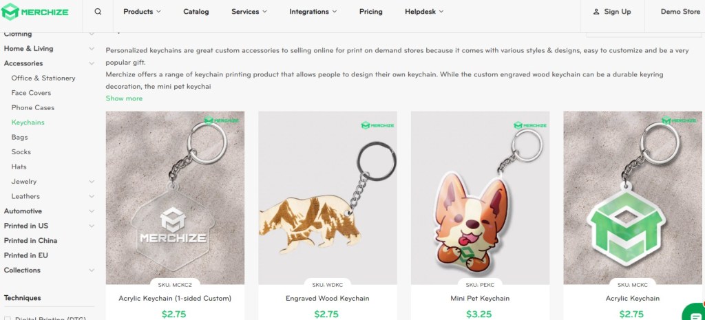 Merchize keychain print-on-demand company