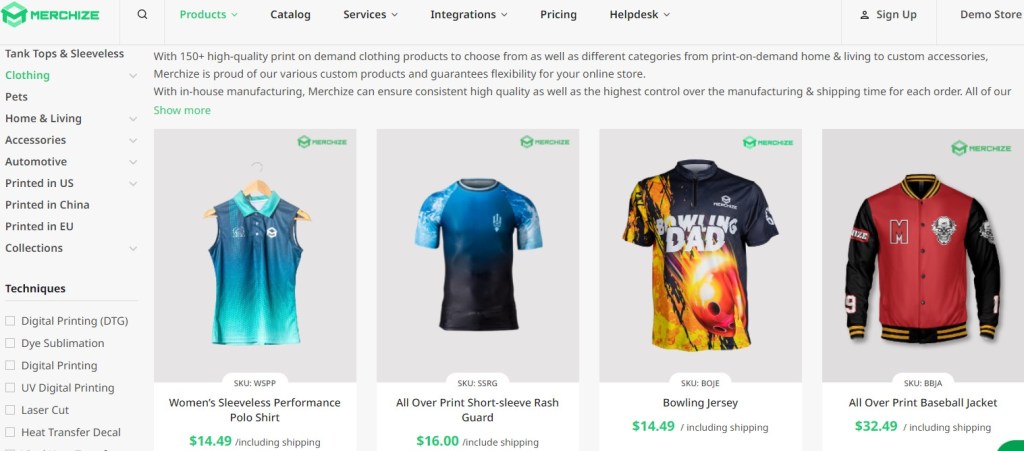 Merchize sublimation print-on-demand company