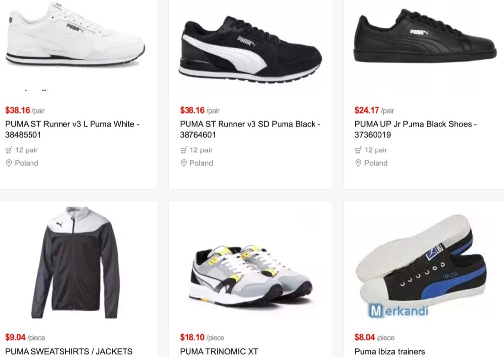 Merkandi wholesale authentic Puma shoes & sneakers supplier