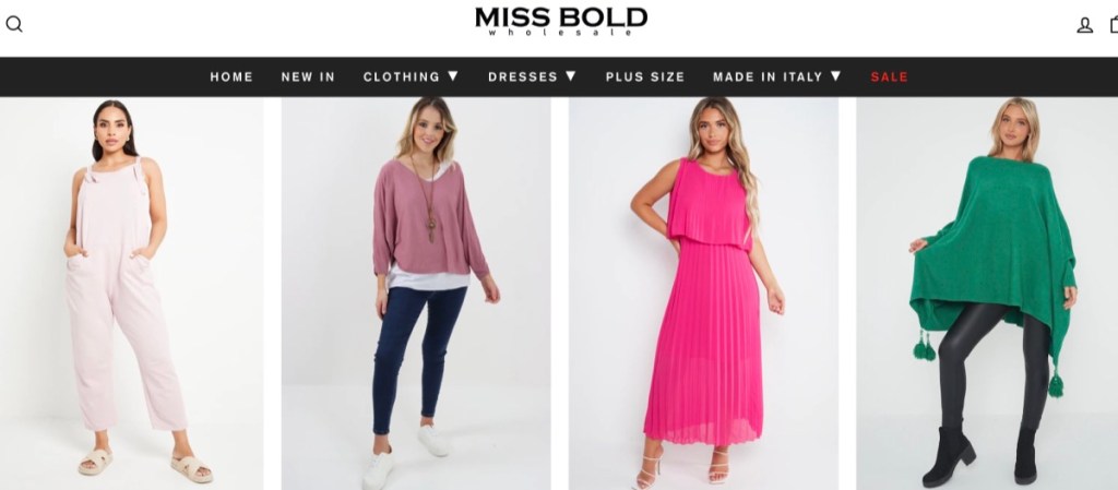 Miss Bold Wholesale UK women's boutique fashion clothing supplier