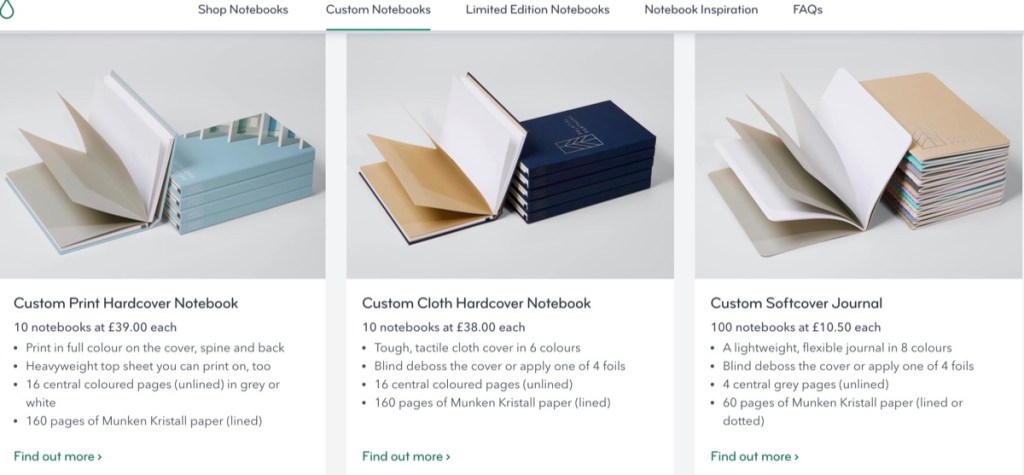 MOO custom notebook, journal, & planner print-on-demand company in the UK