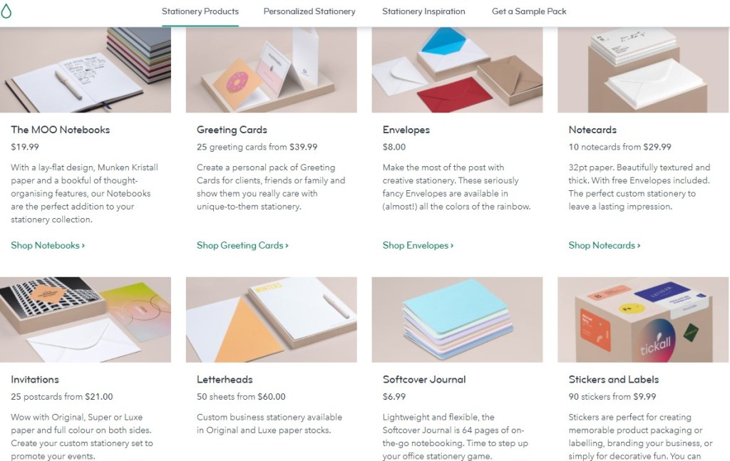 MOO stationery & office supply print-on-demand company