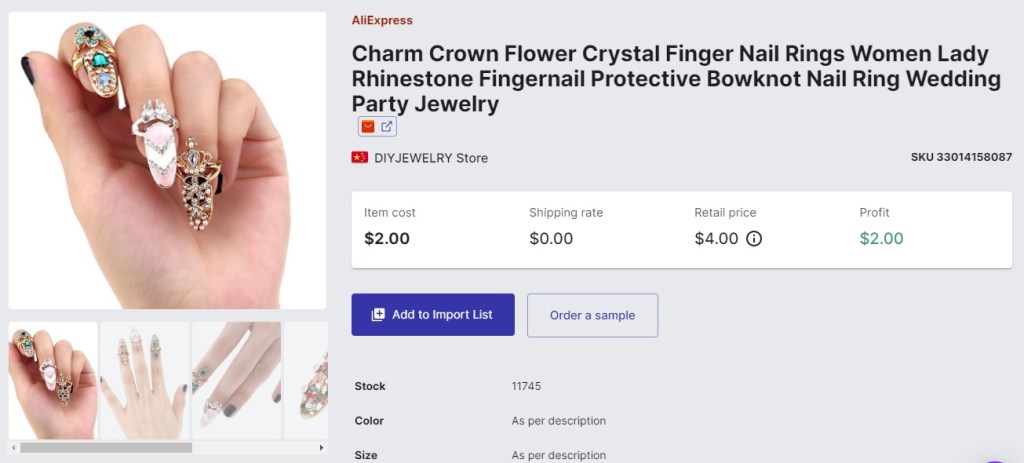 Nail ring dropshipping product example