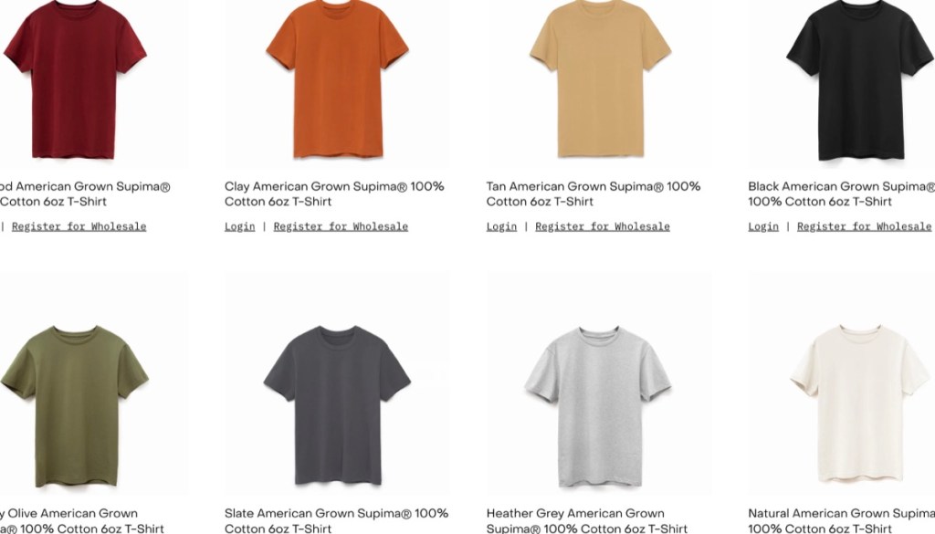 Original Favorites wholesale Pima & Supima cotton t-shirt supplier