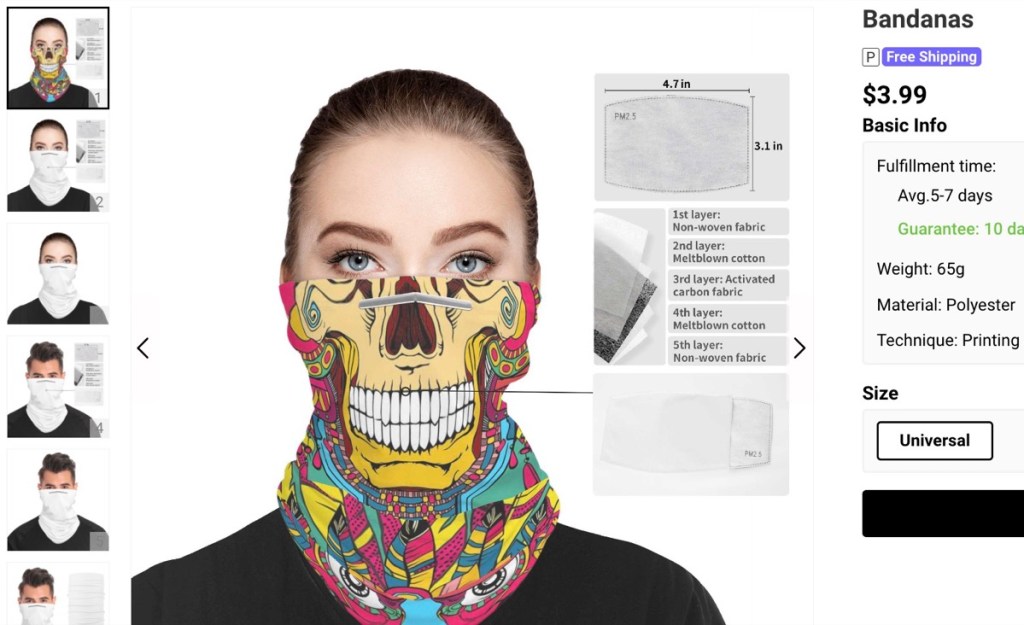 Popcustoms custom neck gaiter print-on-demand supplier