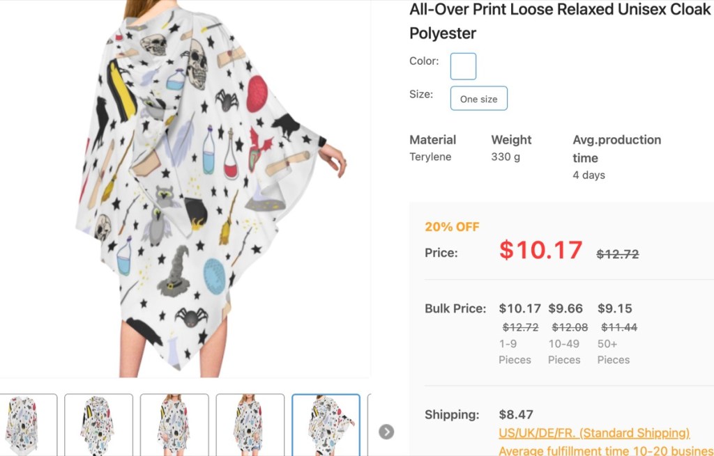 PrintDoors hooded cloak print-on-demand supplier