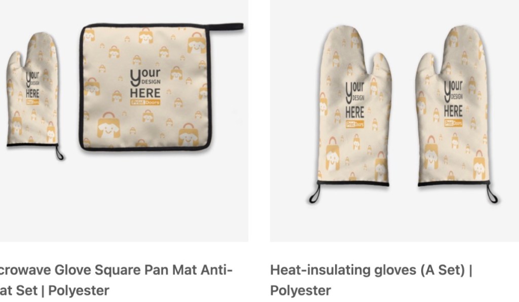 PrintDoors oven gloves print-on-demand supplier