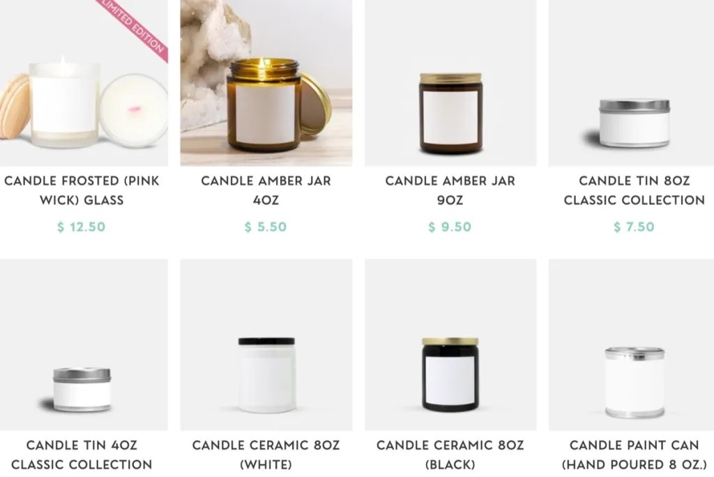 Printed Mint custom candle print-on-demand supplier for Etsy