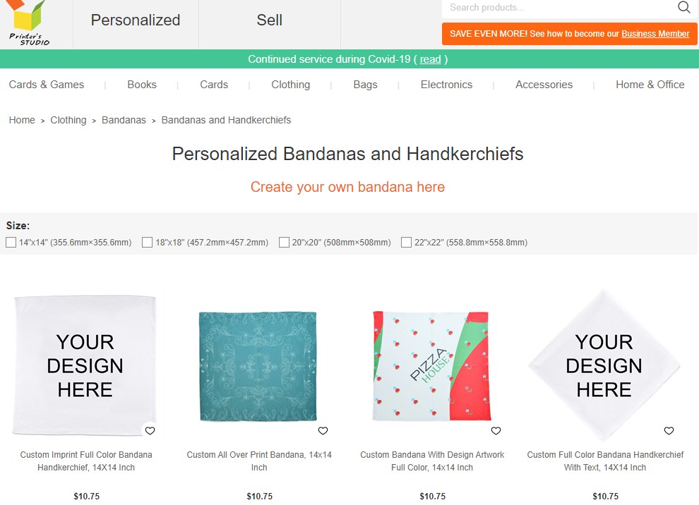 PrinterStudio bandana print-on-demand company