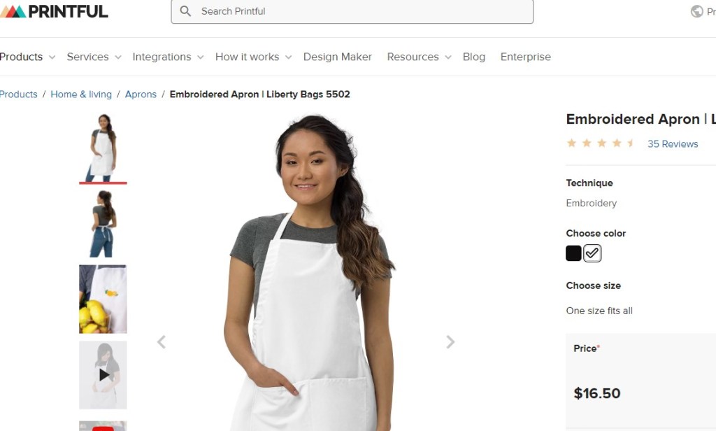 Printful apron print-on-demand company