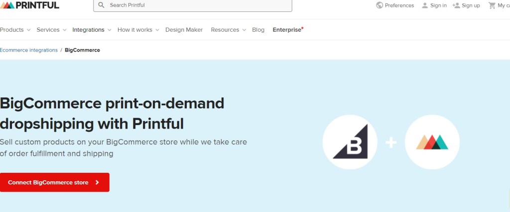 Printful BigCommerce print-on-demand app