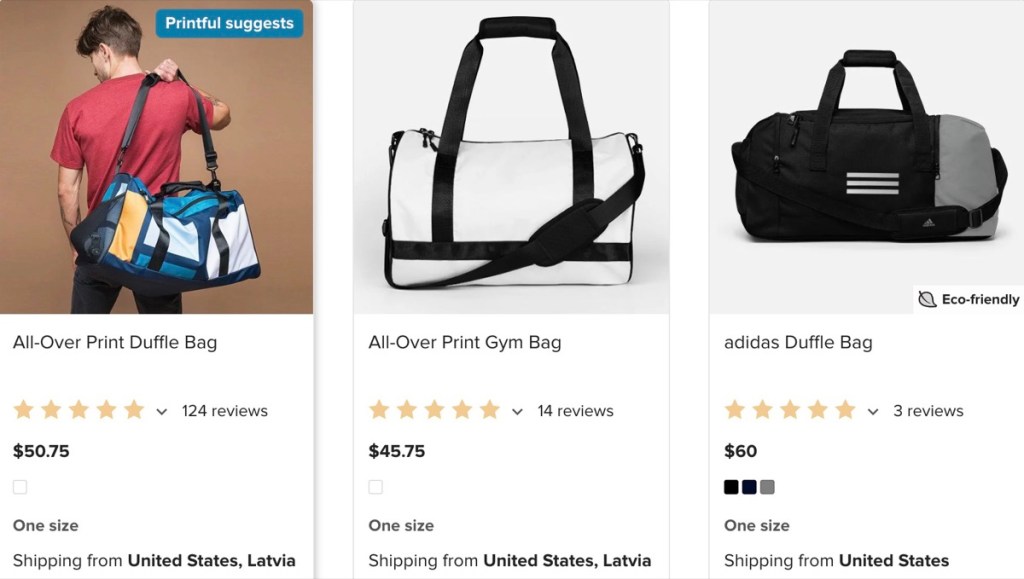 Printful custom gym bag & duffle bag print-on-demand supplier