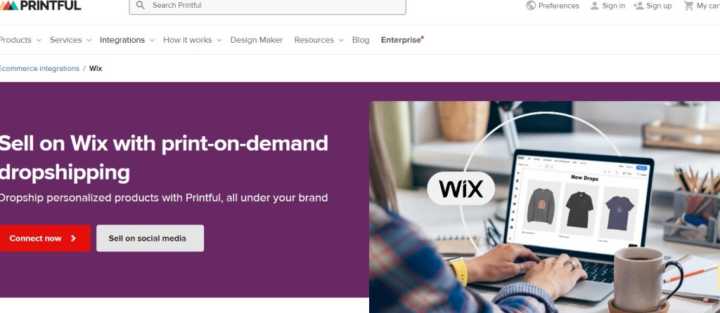 Printful Wix dropshipping app & supplier