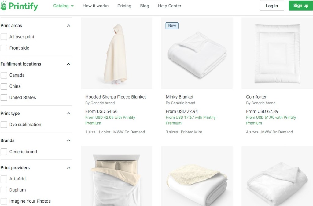 Printify bedding & blanket print-on-demand company