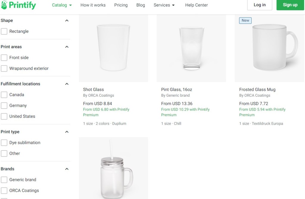 Printify glassware print-on-demand company