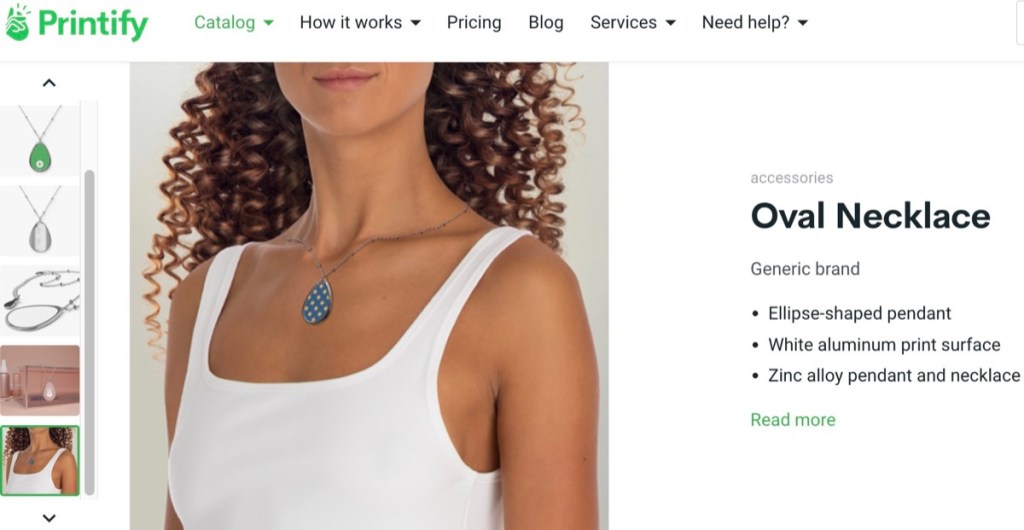 Printify jewelry print-on-demand supplier in the UK