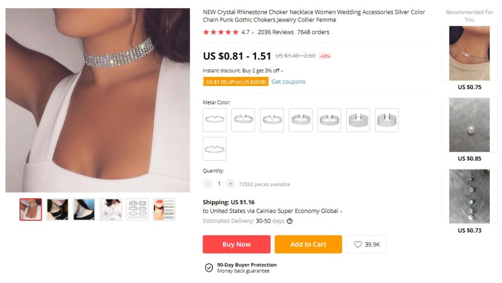 Rhinestone Choker on AliExpress