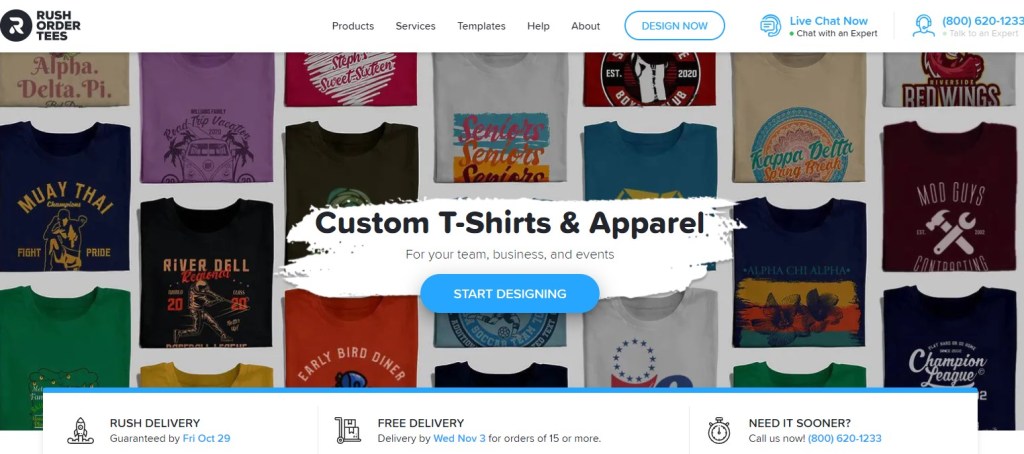 RushOrderTees one of the fastest custom t-shirt printing on-demand companies