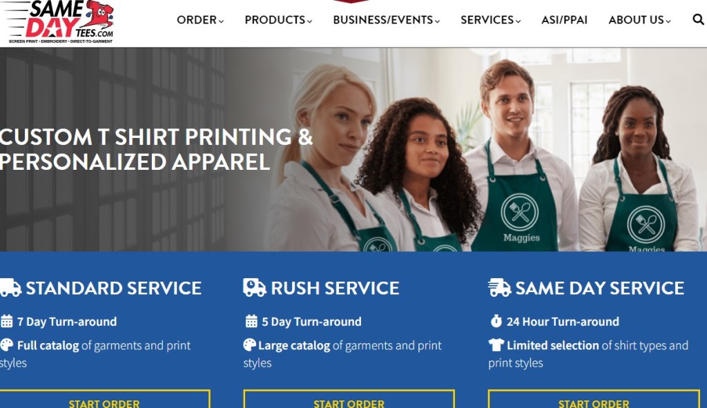 Same Day Tees fast custom t-shirt printing on-demand company