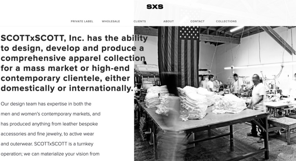 Scott x Scott clothing manufacturer in Los Angeles, California, USA