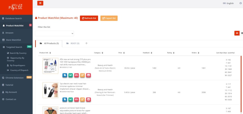 Seller Pulse Product Watchlist