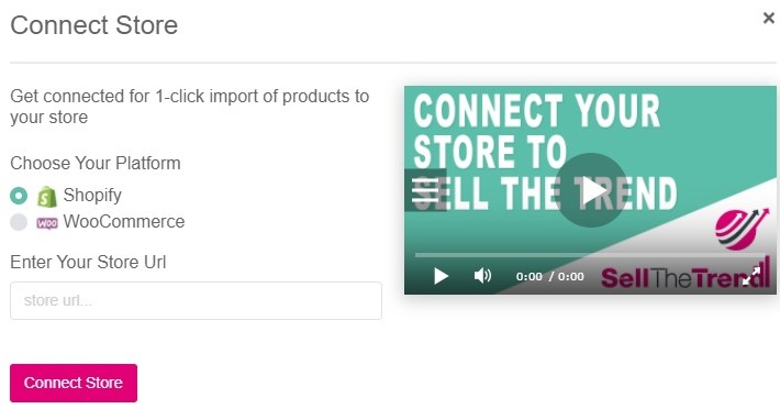 Connect Shopify or WooCommerce dropshipping stores to Sell The Trend
