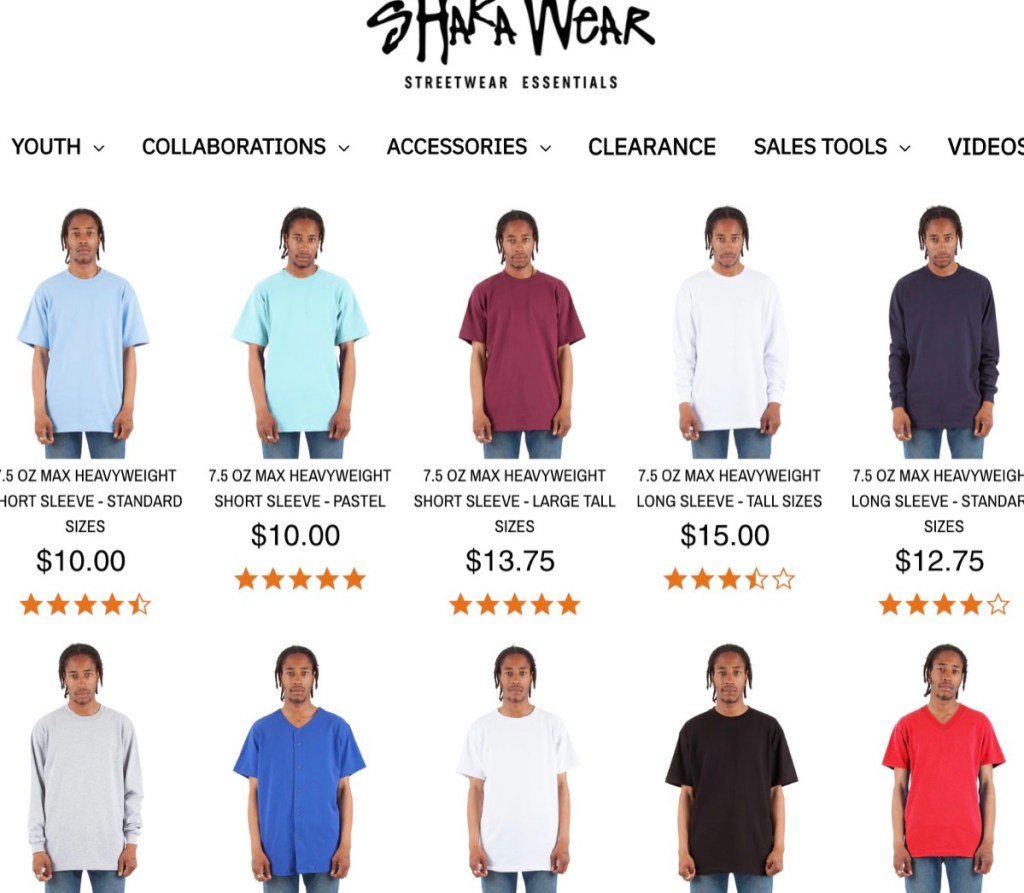 Shaka Wear wholesale blank t-shirt supplier