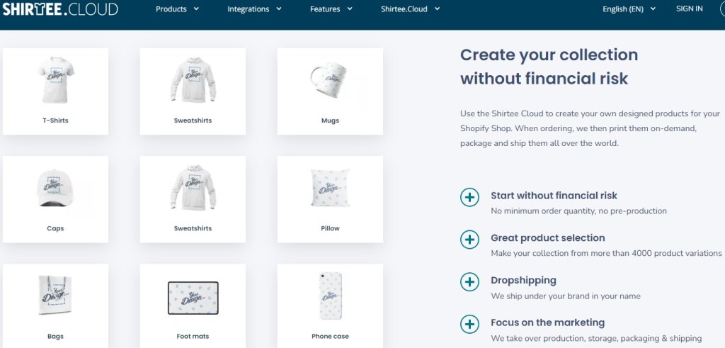 Shirtee Shopify print-on-demand app